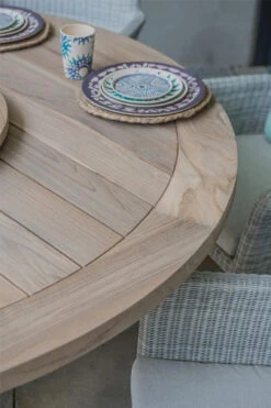 4 Seasons Outdoor - Lisboa 6 Seater Rattan Dining Set With Louvre Dining Table 160cm, Polyloom Ice -Outdoor Grill Shop 4 seasons outdoor lisboa 6 seater 1 04854.1628331335