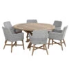 4 Seasons Outdoor - Lisboa 6 Seater Rattan Dining Set With Louvre Dining Table 160cm, Polyloom Ice -Outdoor Grill Shop 4 seasons outdoor lisboa 6 seater 30376.1622806673