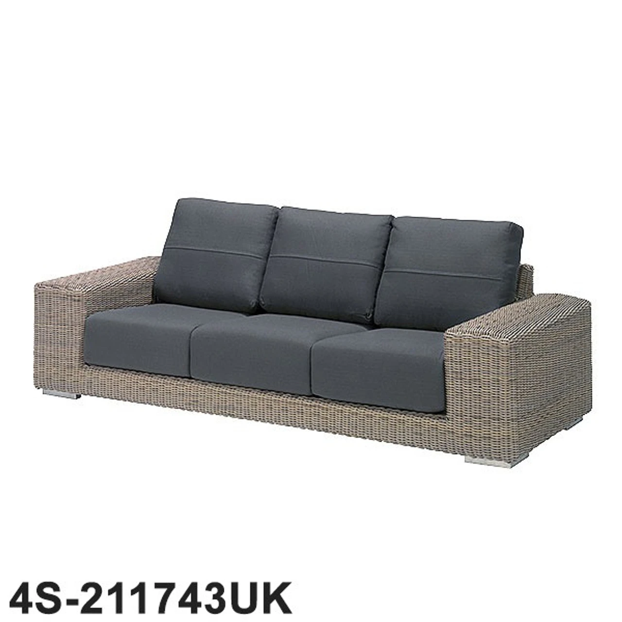 4 Seasons - Kingston 3 Seater Rattan Sofa With 6 Cushions - Pure 3 4 Seasons - Kingston 3 Seater Rattan Sofa With 6 Cushions - Pure