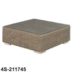 4 Seasons - Kingston Rattan Coffee Table With Glass 95cm X 95cm X 35cm - Pure