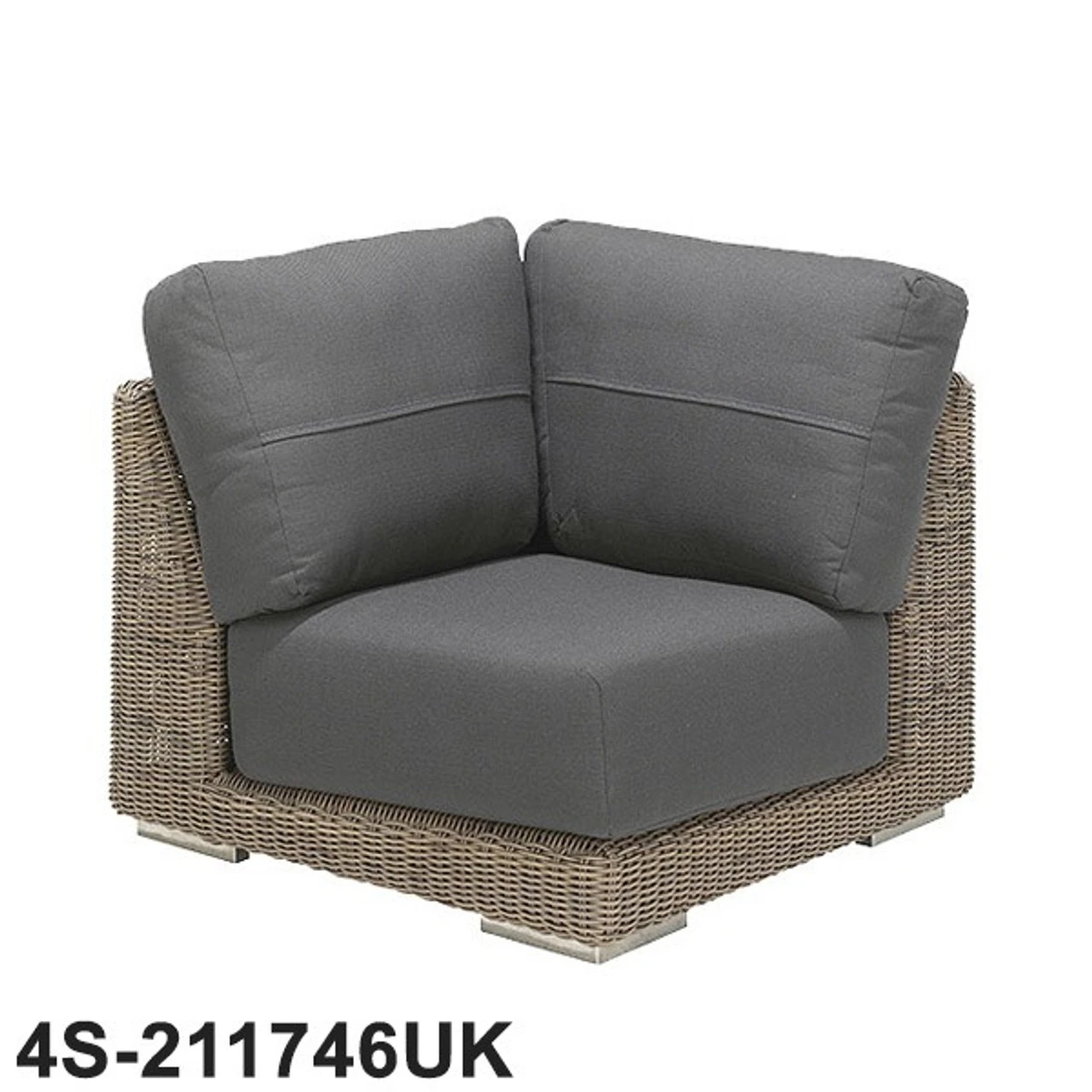 4 Seasons - Kingston Rattan Modular Sofa Corner With 3 Cushions - Pure 3 4 Seasons - Kingston Rattan Modular Sofa Corner With 3 Cushions - Pure