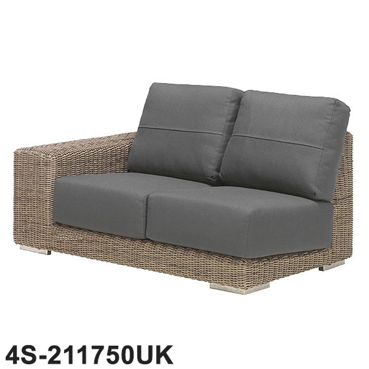 4 Seasons - Kingston Rattan Modular 2 Seater Right Side With 4 Cushions- Pure 3 4 Seasons - Kingston Rattan Modular 2 Seater Right Side With 4 Cushions- Pure