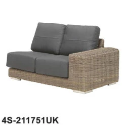 4 Seasons - Kingston Rattan Modular 2 Seater Left Side With 4 Cushions- Pure