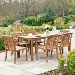 Alexander Rose Bolney 6 Seater Dining Set With Rectangular Table 1.6m X 0.8m