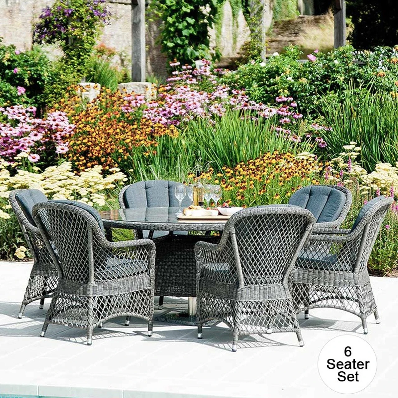 Alexander Rose 6 Seater Monte Carlo Rattan Dining Set, 150cm 3 Alexander Rose 6 Seater Monte Carlo Rattan Dining Set, 150cm