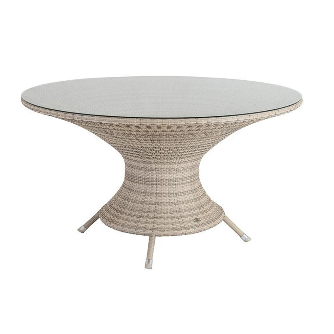 Alexander Rose Ocean Pearl Wave Rattan Table With Glass, 1.3m