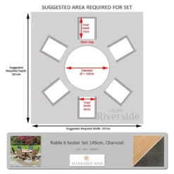 Alexander Rose Roble 6 Seater Set, 145cm Table -Outdoor Grill Shop alexander rose roble 6 seater set dimensions 1 48410.1627987105