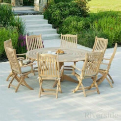 Alexander Rose Roble 8 Seater Set With Integral Lazy Susan 175cm Oatmeal
