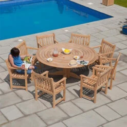 Alexander Rose Roble 8 Seater Set With Integral Lazy Susan 175cm, Oatmeal