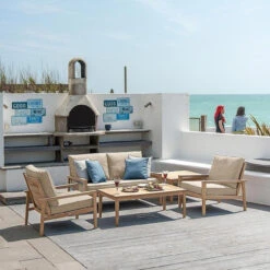 Alexander Rose Roble Lounge 2 Seater Sofa -Outdoor Grill Shop alexander rose roble lounge set with oatmeal cushions 2 53519.1627985530