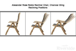 Alexander Rose Roble 4 Seater Black Textilene Recliner Set, 130cm -Outdoor Grill Shop alexander rose roble recliner chair charcoal sling reclining 10711.1627986668