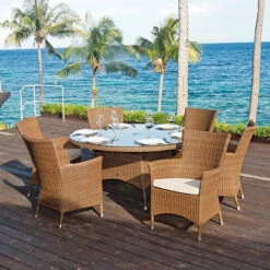 Alexander Rose San Marino 6 Seater Rattan Dining Set, 150cm