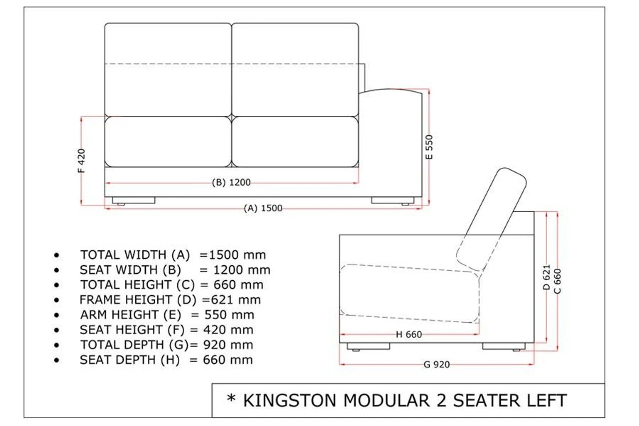 4 Seasons - Kingston Rattan Modular 2 Seater Left Side With 4 Cushions- Pure 4 4 Seasons - Kingston Rattan Modular 2 Seater Left Side With 4 Cushions- Pure - Image 2