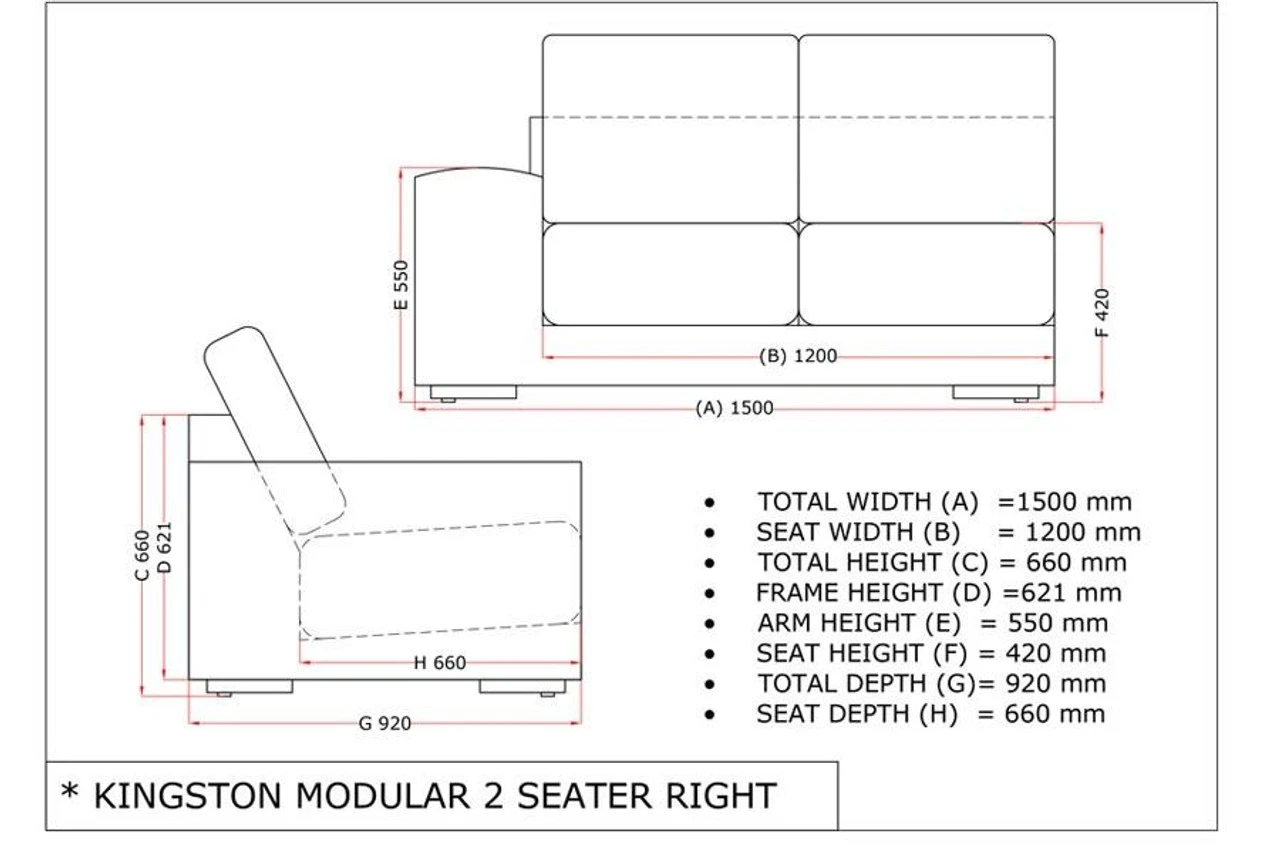 4 Seasons - Kingston Rattan Modular 2 Seater Right Side With 4 Cushions- Pure 4 4 Seasons - Kingston Rattan Modular 2 Seater Right Side With 4 Cushions- Pure - Image 2