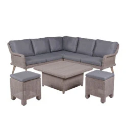 4 Seasons Outdoor - Memphis Medium Cosy Dining Set, Polyloom Pebble