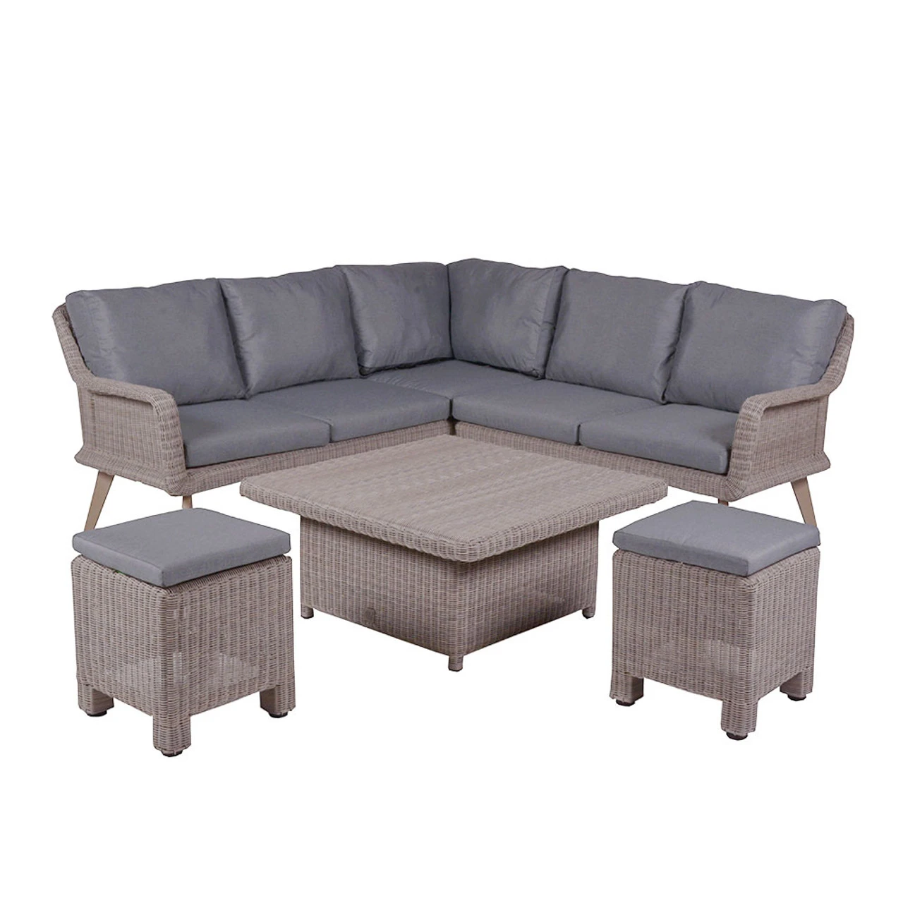 4 Seasons Outdoor - Memphis Medium Cosy Dining Set, Polyloom Pebble 3 4 Seasons Outdoor - Memphis Medium Cosy Dining Set, Polyloom Pebble