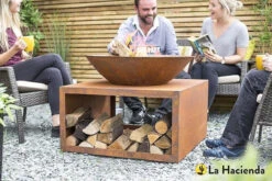 Moho Oxidised Firepit With Steel Stand, (H:55 X W:75 X D:75cm) -Outdoor Grill Shop moho oxidised firepit with steel stand 1 82474.1628068017