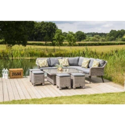 4 Seasons Outdoor - Memphis XL Cosy Dining Set, Polyloom Pebble -Outdoor Grill Shop nbydmina 49482.1628345822