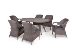 4 Seasons Outdoor - Sussex 6 Seater Dining Set, Polyloom Pebble