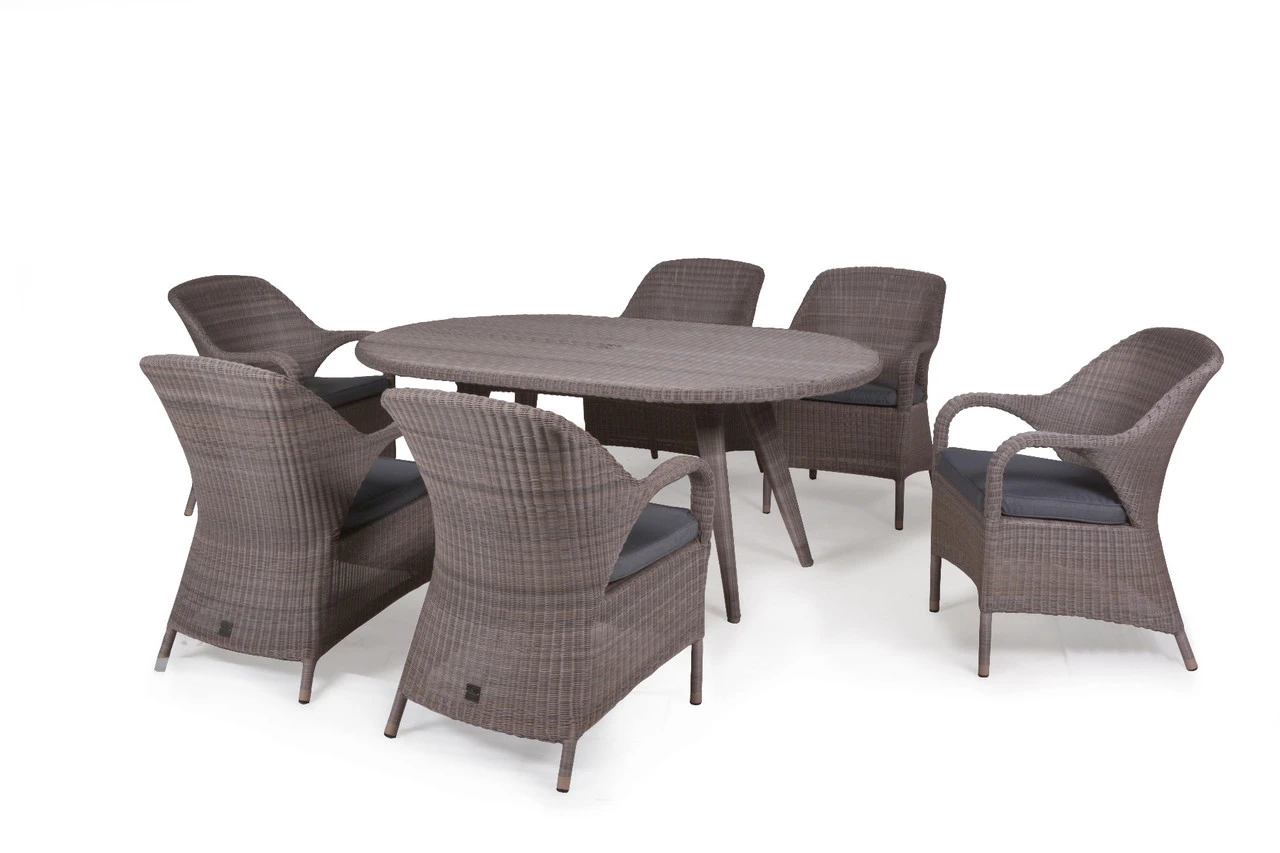 4 Seasons Outdoor - Sussex 6 Seater Dining Set, Polyloom Pebble 3 4 Seasons Outdoor - Sussex 6 Seater Dining Set, Polyloom Pebble