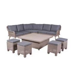 4 Seasons Outdoor - Memphis XL Cosy Dining Set, Polyloom Pebble