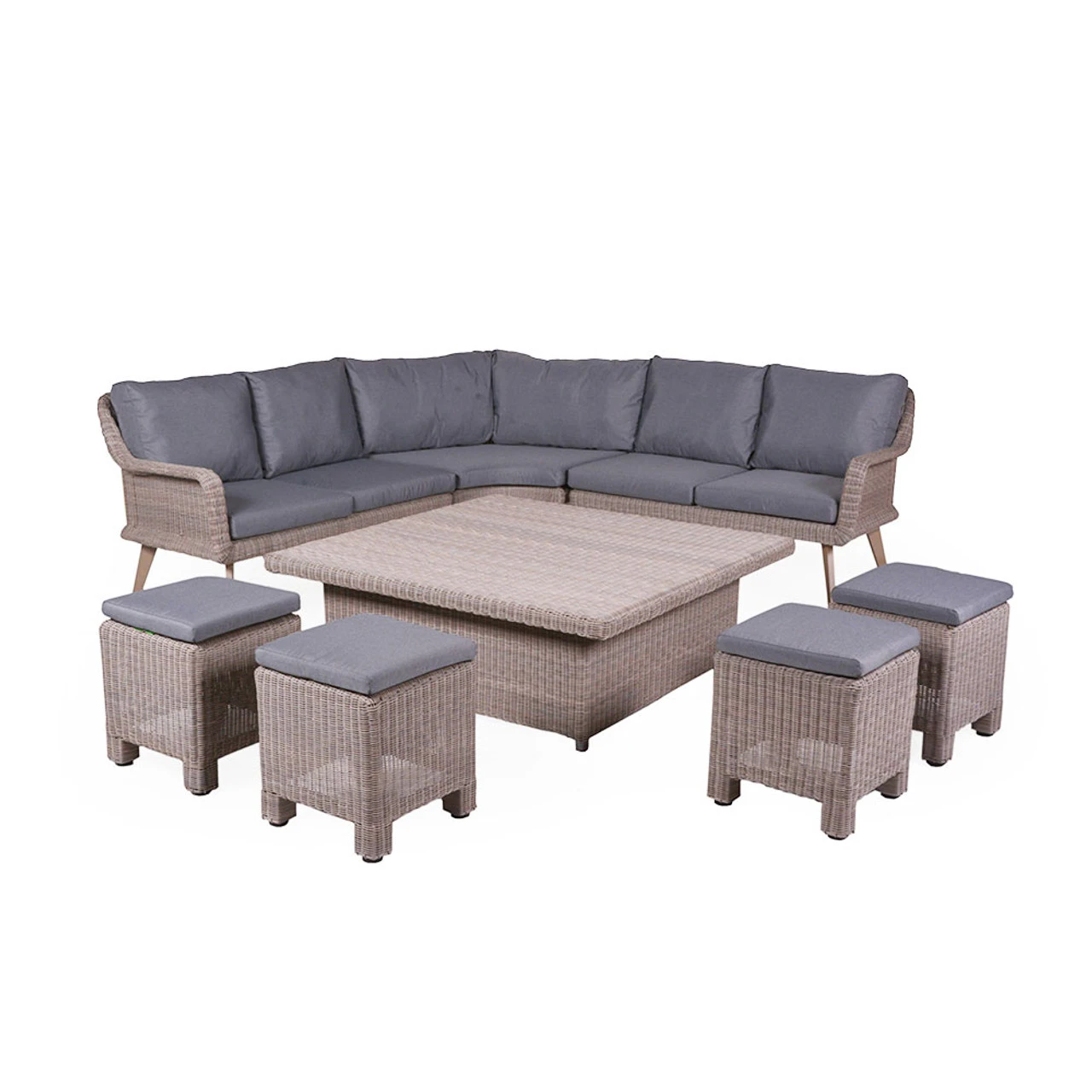 4 Seasons Outdoor - Memphis XL Cosy Dining Set, Polyloom Pebble
